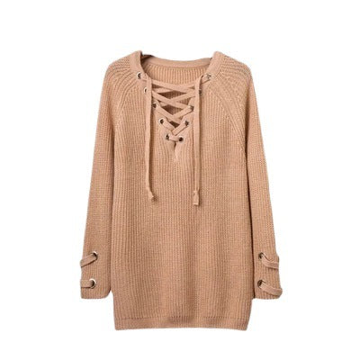 Pull en tricot décontracté pour femmes avec design lacé décoratif et manches amples Chic und Still