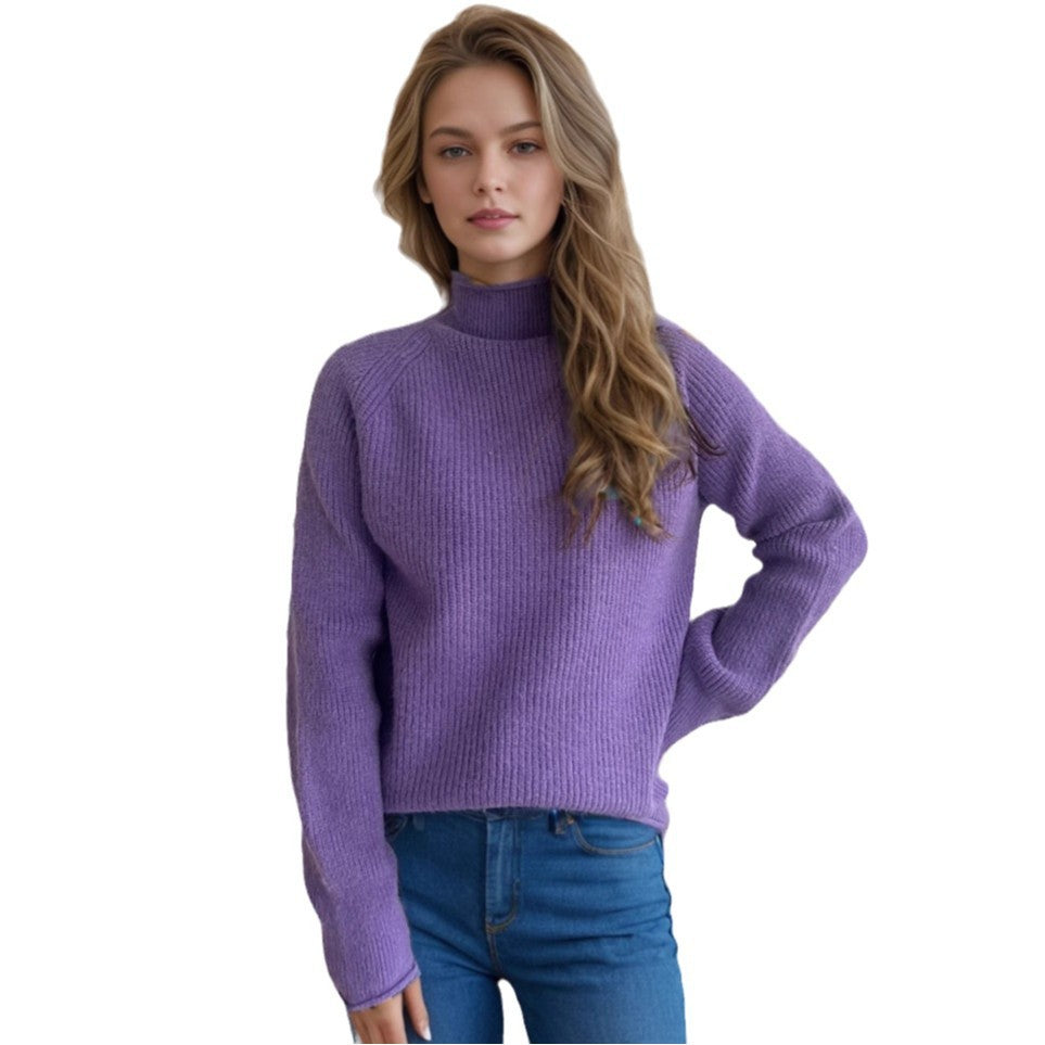 Pull femme avec col haut et motif tricoté texturé Chic und Stil