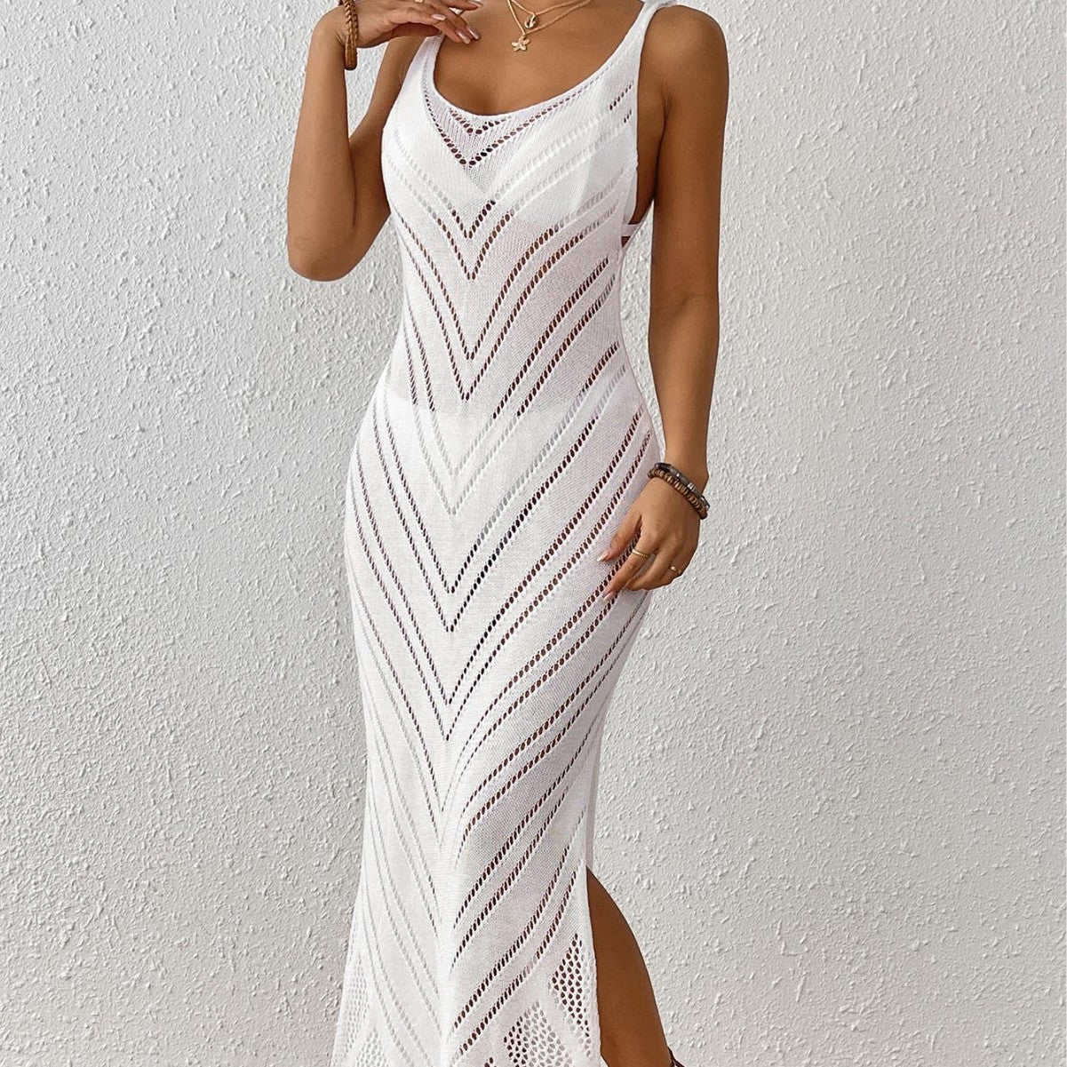 Dames Robe Maxi Tricot Léger Chic und Stil