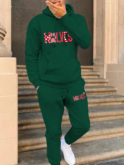 Men's hoodie and jogger pants set with catchy graphic print Chic and Style