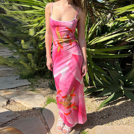 Robe Maxi Floral pour Femmes avec Bretelles Réglables Chic und Stil
