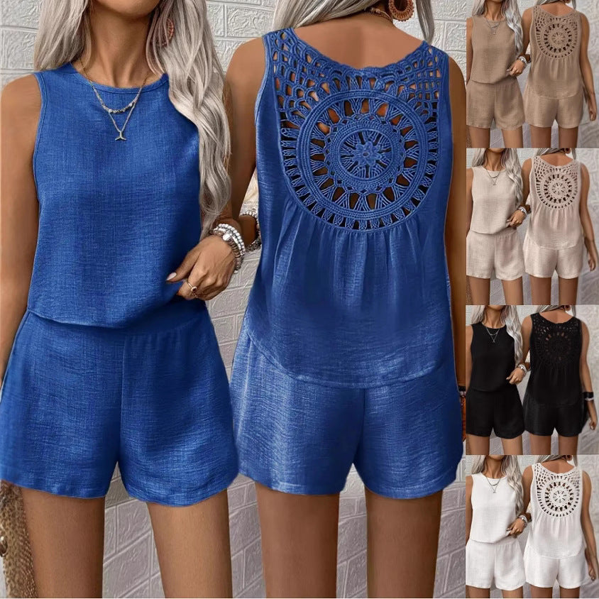 Dames Combinaison Décontractée Dos en Crochet Chic und Stil