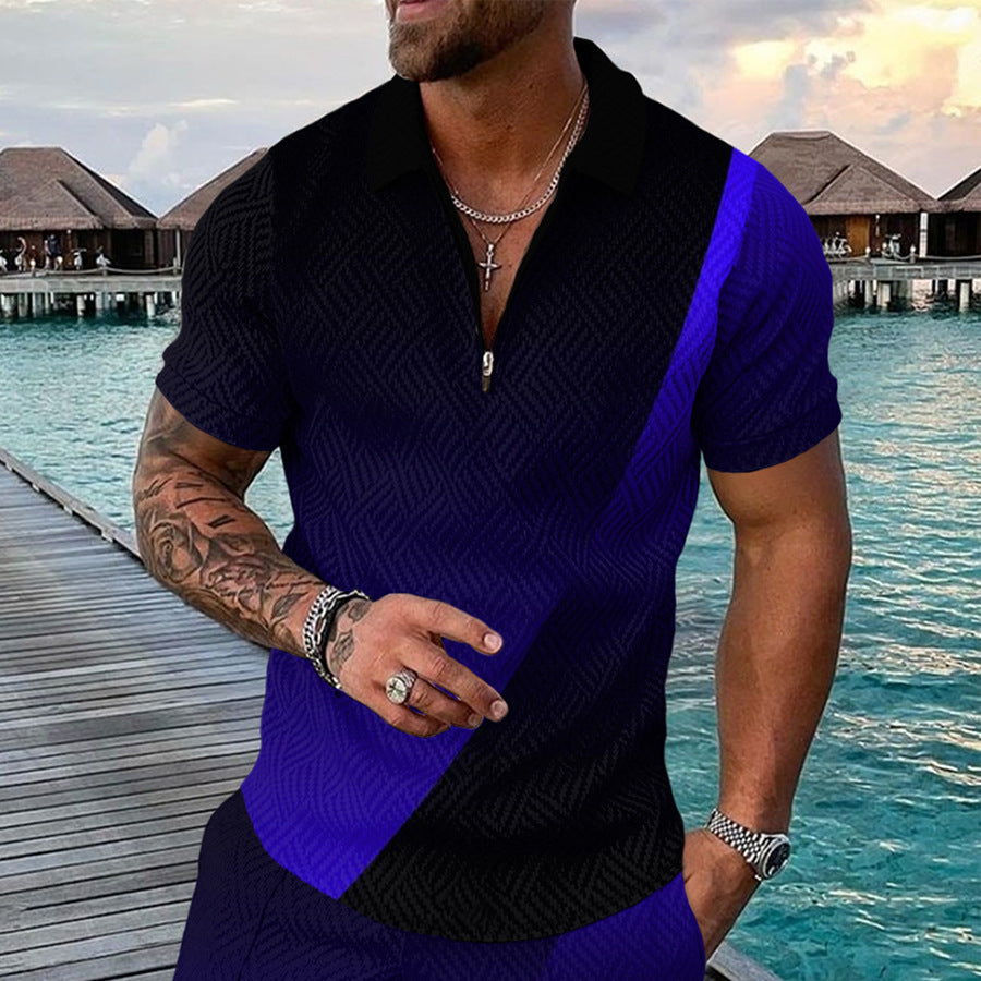 Hommes Chemise élégante à manches courtes avec patte de boutonnage et motifs décoratifs Chic und Stil