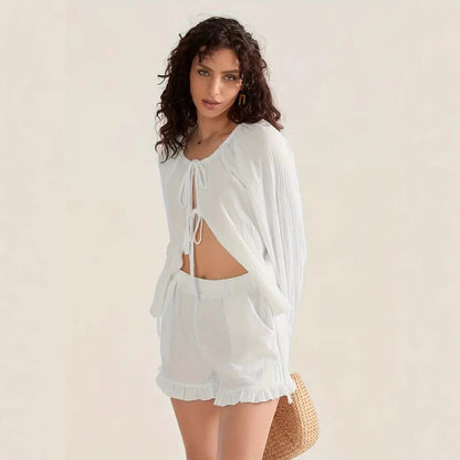 Ensemble décontracté femme en haut élastique et shorts Chic und Stil