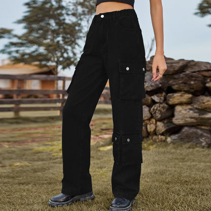 Women's High Waist Cargo Pants with Practical Pockets Chic und Stil