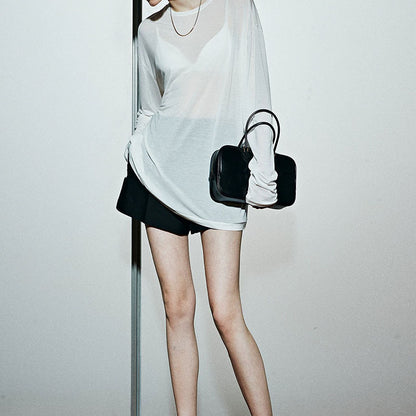 Top Long Sleeve Transparent pour Femme Chic und Stil