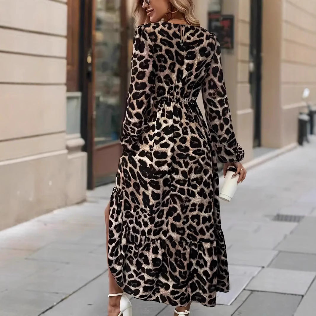 Robe maxi pour femme avec motif léopard moderne Chic und Stil