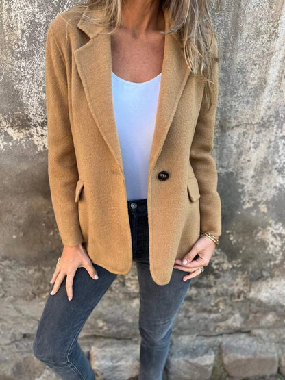 Dames Élégant Veste de Blazer d'Affaires en Matériau Doux Chic und Stil
