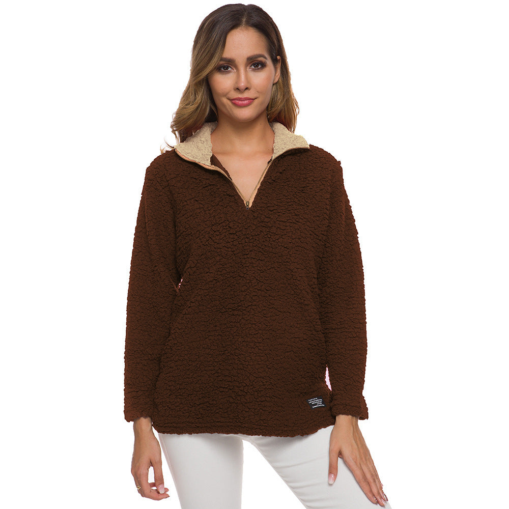 Pull polaire confortable pour dames avec col montant et fermeture éclair Chic und Stil