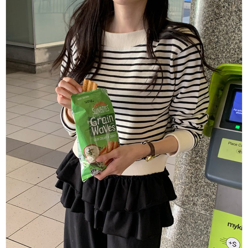 Sweat-shirt décontracté rayé pour femme Chic & Stil