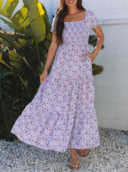 Robe maxi femme avec motif floral nostalgique et haut élastique Chic und Stil