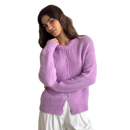 Dames cardigan en tricot douillet avec design à boutons et manches volumineuses Chic und Stil