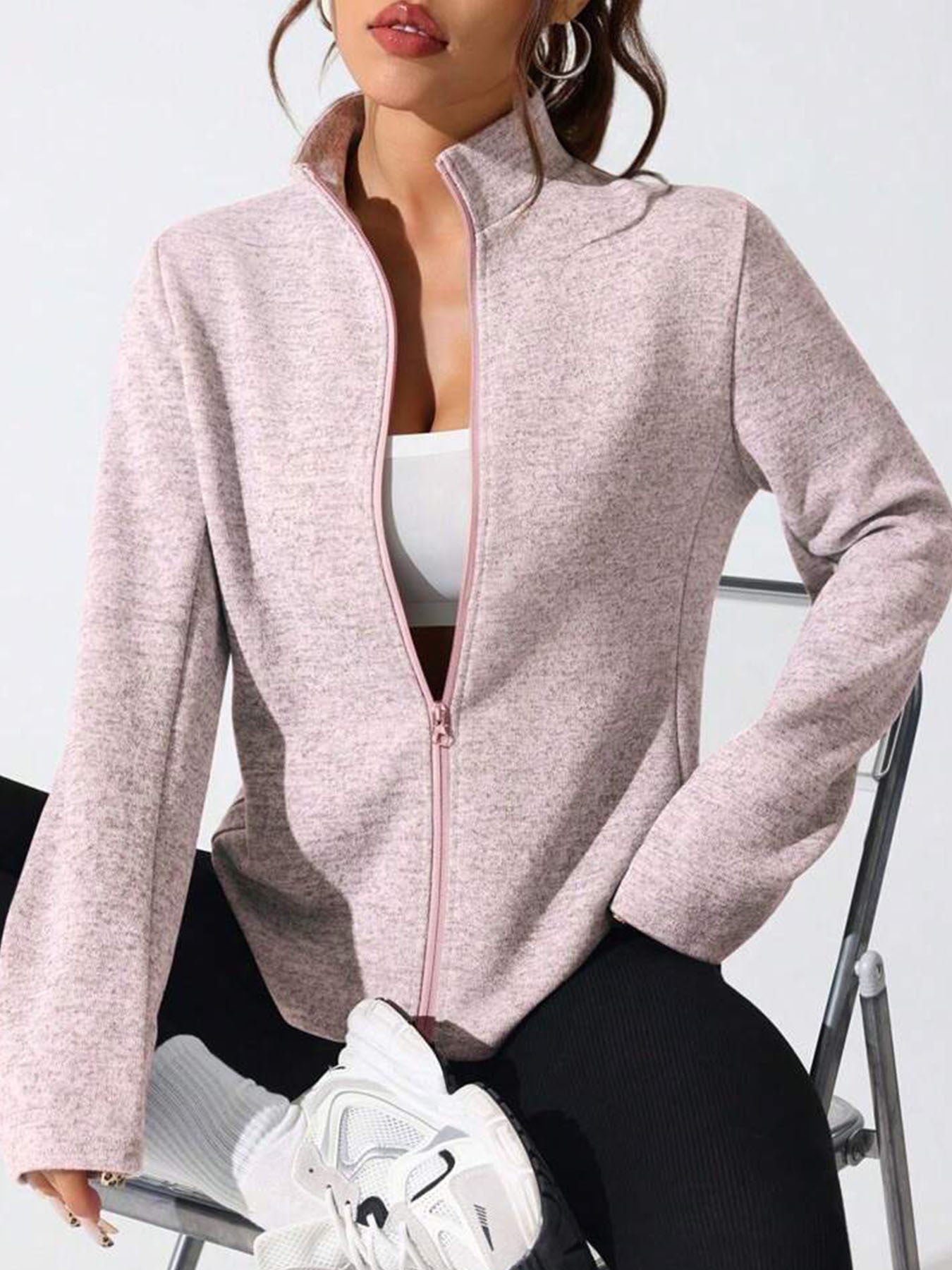 Functional fleece jacket for women with high collar and full zip Chic und Stil