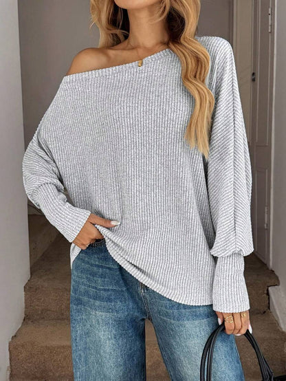 Pull en rib à encolure décontracté pour femmes avec ourlet asymétrique et coupe ample Chic und Stil