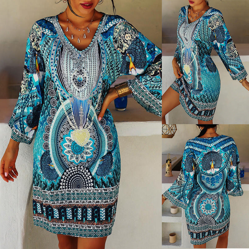 Robe Cover-Up à motifs bohémiens pour femmes Chic und Stil