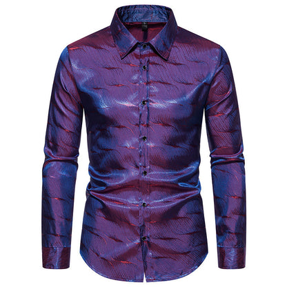 Chemise élégante à manches longues pour hommes avec motif ondulé brillant Chic und Stil