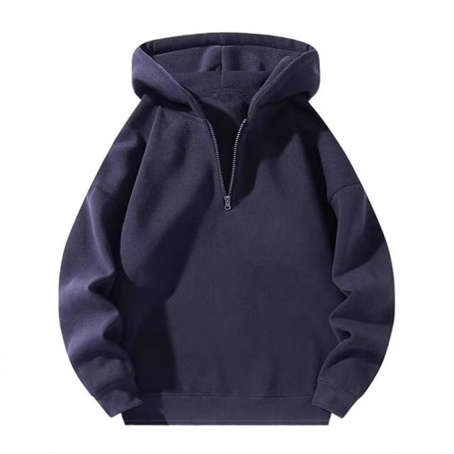 Women Fleece Hooded Pullover with Short Zip Opening Chic und Stil