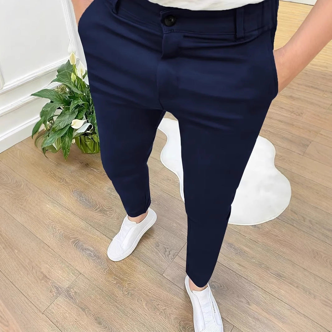Trendy slim-fit pants for men with elastic waistband and practical pockets Chic and Style