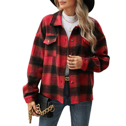 Chemise overshirt en flanelle à carreaux pour femmes avec poches poitrine et coupe décontractée Chic und Stil