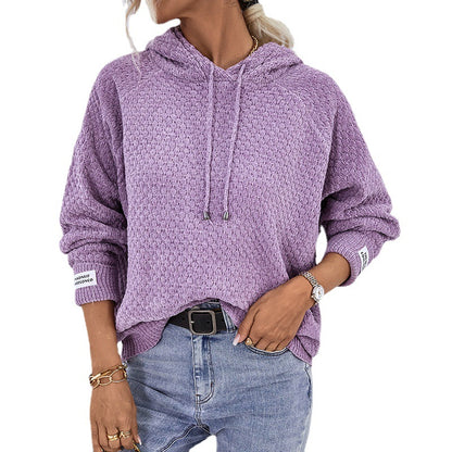 Sweat à capuche pour femmes en tricot texturé avec cordon de serrage Chic und Stil