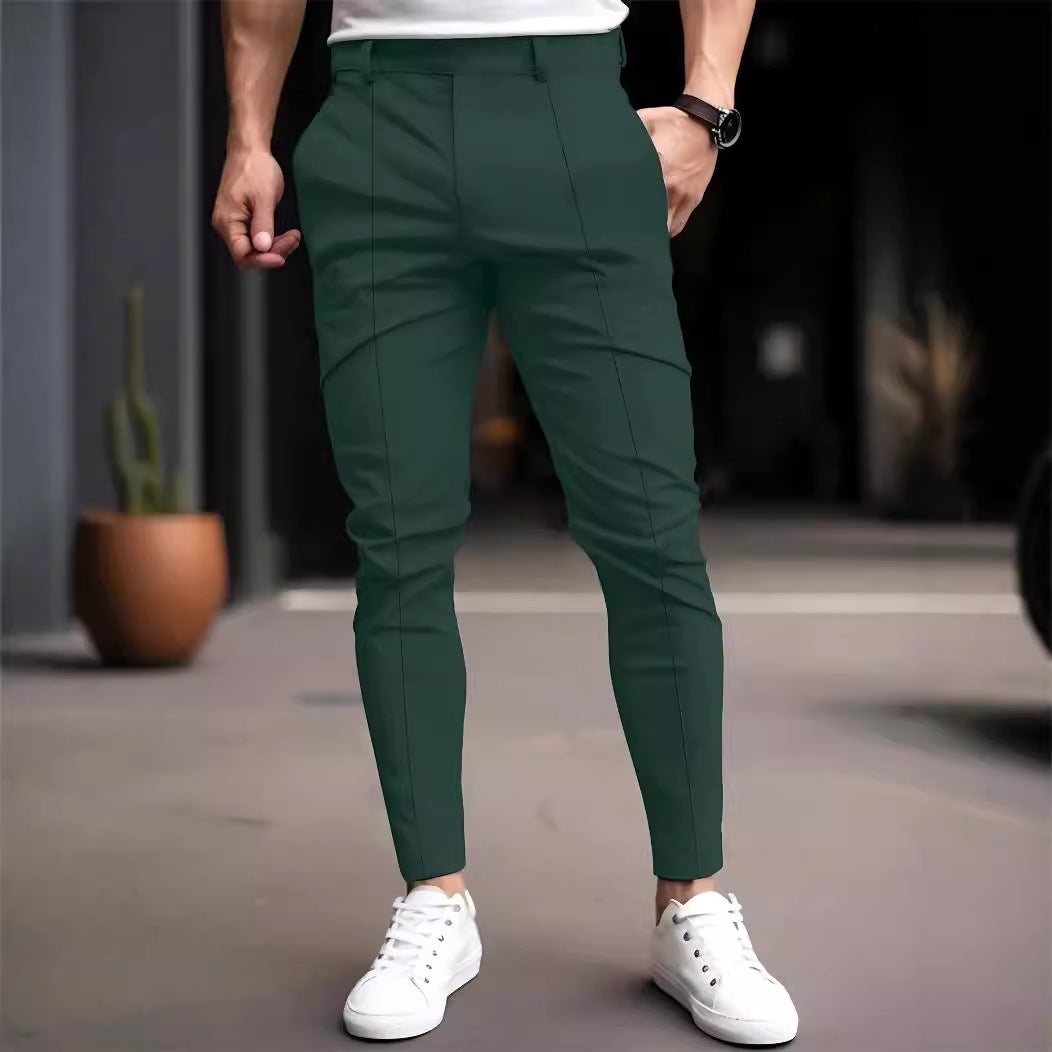 Pantalon chino slim-fit à la mode pour hommes avec taille élastique et poches polyvalentes Chic und Stil
