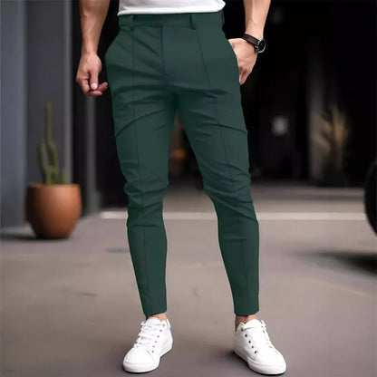 Pantalon chino slim-fit à la mode pour hommes avec taille élastique et poches polyvalentes Chic und Stil