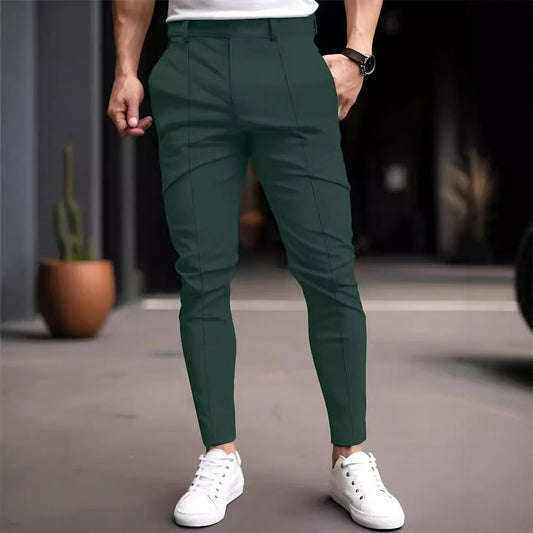 Pantalon chino slim-fit à la mode pour hommes avec taille élastique et poches polyvalentes Chic und Stil