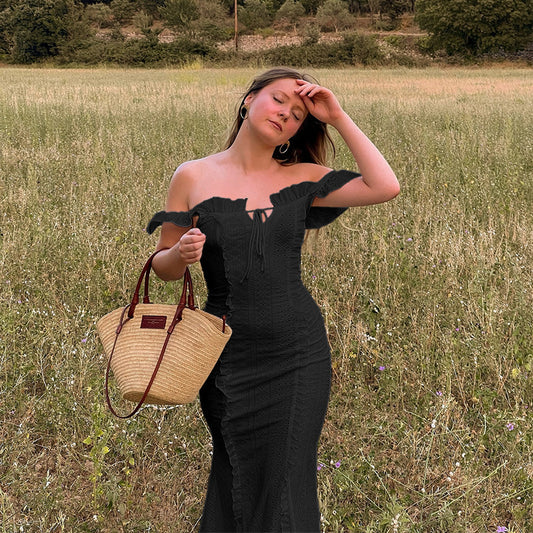 Robe bodycon à volants épaules nues Chic und Stil