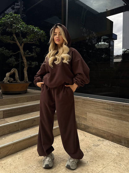 Dames casual oversized hoodie et pantalon de jogging large ensemble Chic und Stil