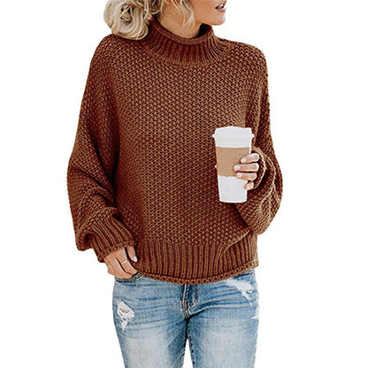 Dames Pull confortable avec col haut et look de maille structuré Chic und Stil