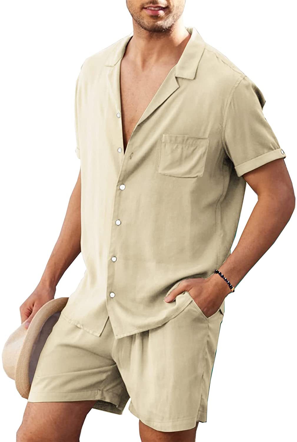 Homme Décontracté Ensemble Chemise à Manches Courtes et Shorts Chic und Stil