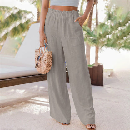 Wide palazzo pants for women with elastic waistband and practical pockets Chic and Style