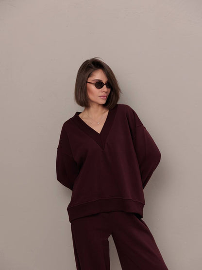 Femme Pull décontracté à col en V Chic und Stil