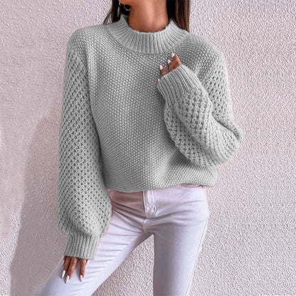 Pull-over oversized douillet pour femmes avec motif structuré et col roulé Chic und Stil