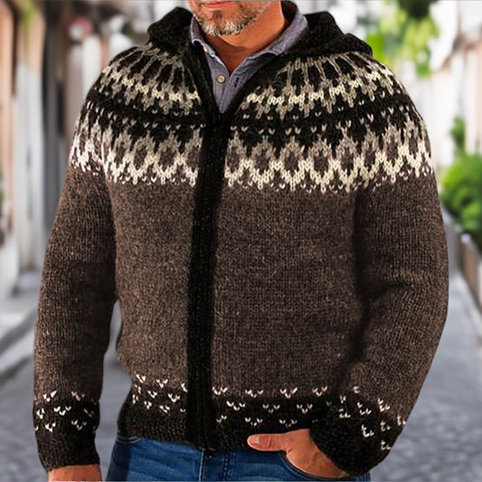 Men's knitted jacket with traditional Norwegian pattern and practical zipper Chic und Stil