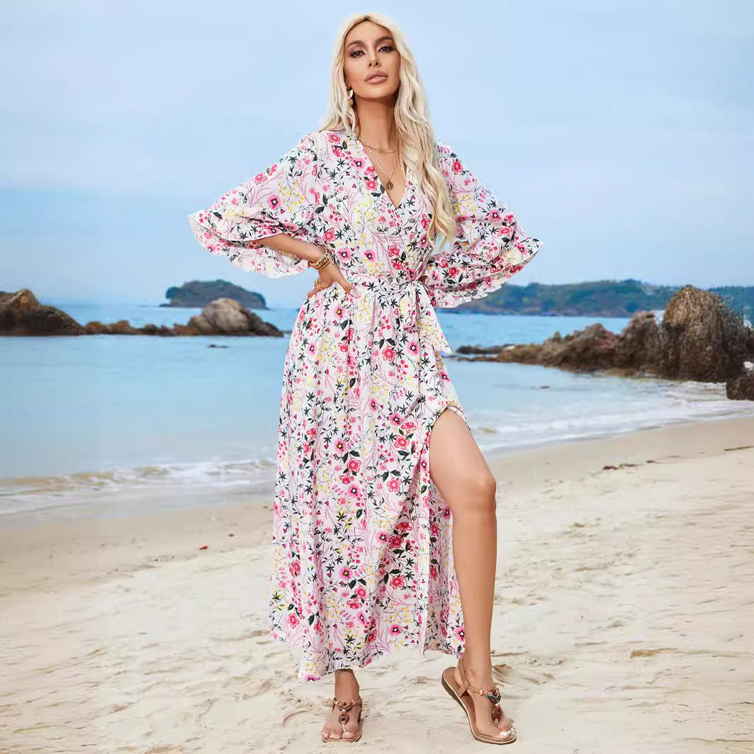 Dames Élégant Florale Maxi Robe Chic und Stil