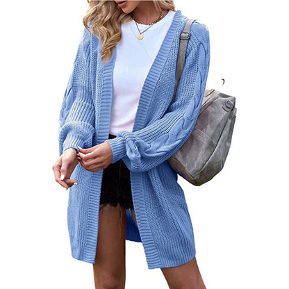 Dames Grand cardigan tricot avec motif en câble et manches oversized Chic und Stil