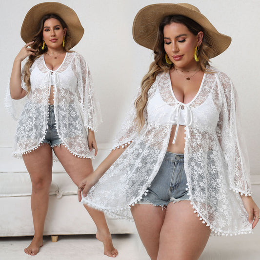 Dames Floral Dentelle Plage Kimono Chic und Stil