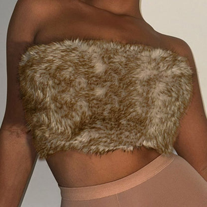 Dames Bustier en fausse fourrure élégante Chic und Stil