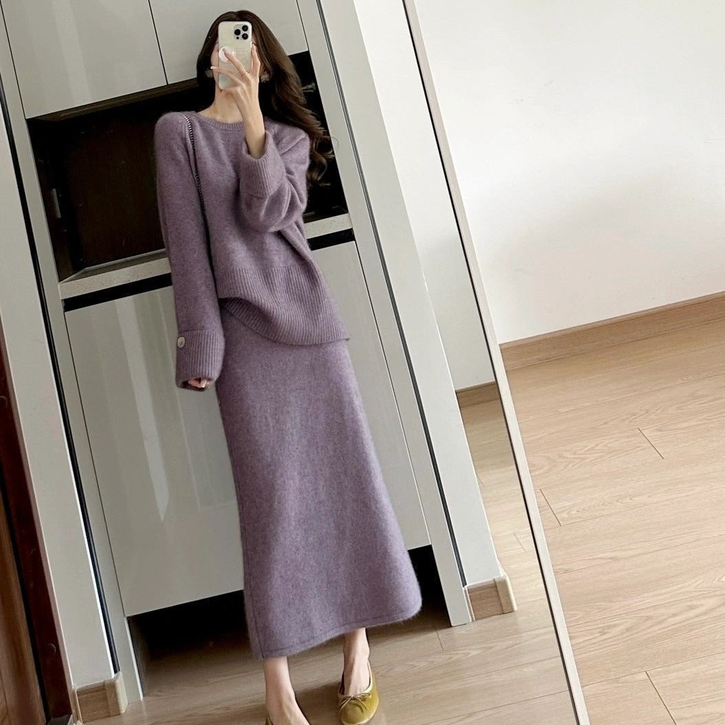 Ensemble tricot confortable pour femmes avec pull et maxi-jupe Chic und Stil