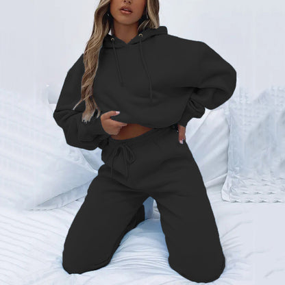 Pull en molleton à capuche décontracté pour femmes avec coupe ample et pantalon de jogging confortable Chic und Stil