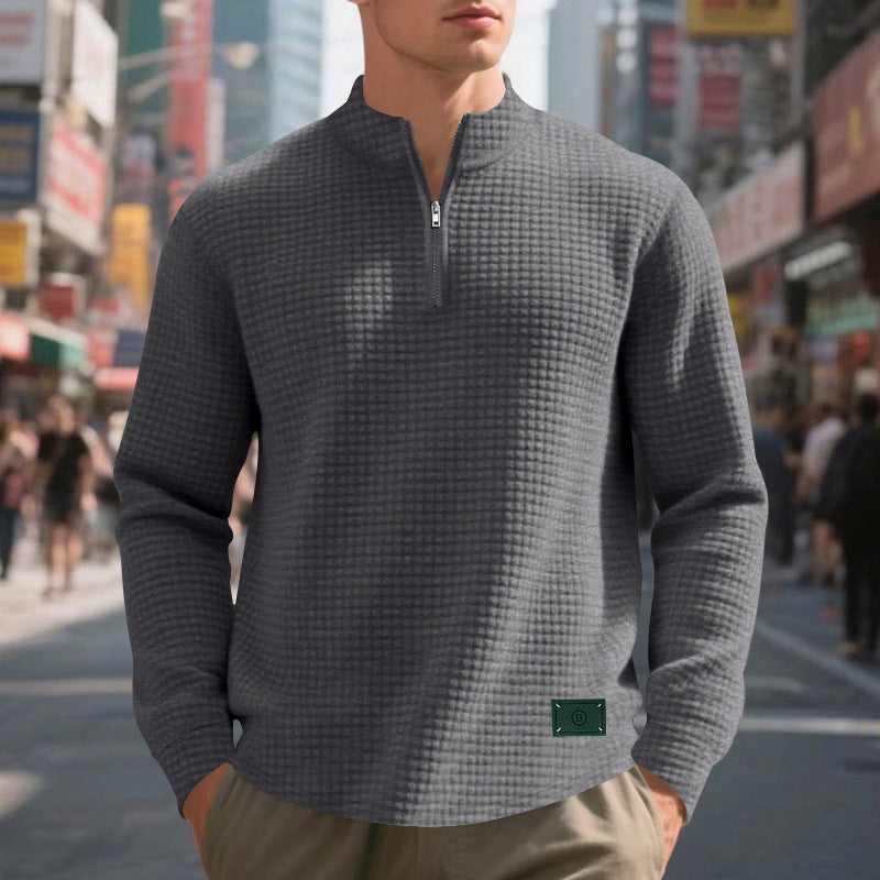 Pull sportif pour hommes avec fermeture éclair et structure Chic und Stil