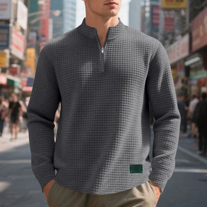 Pull sportif pour hommes avec fermeture éclair et structure Chic und Stil