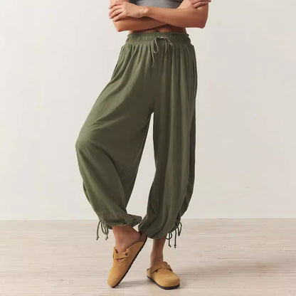 Casual Palazzo pants for women with elastic waist and adjustable ankle bands Chic and Style