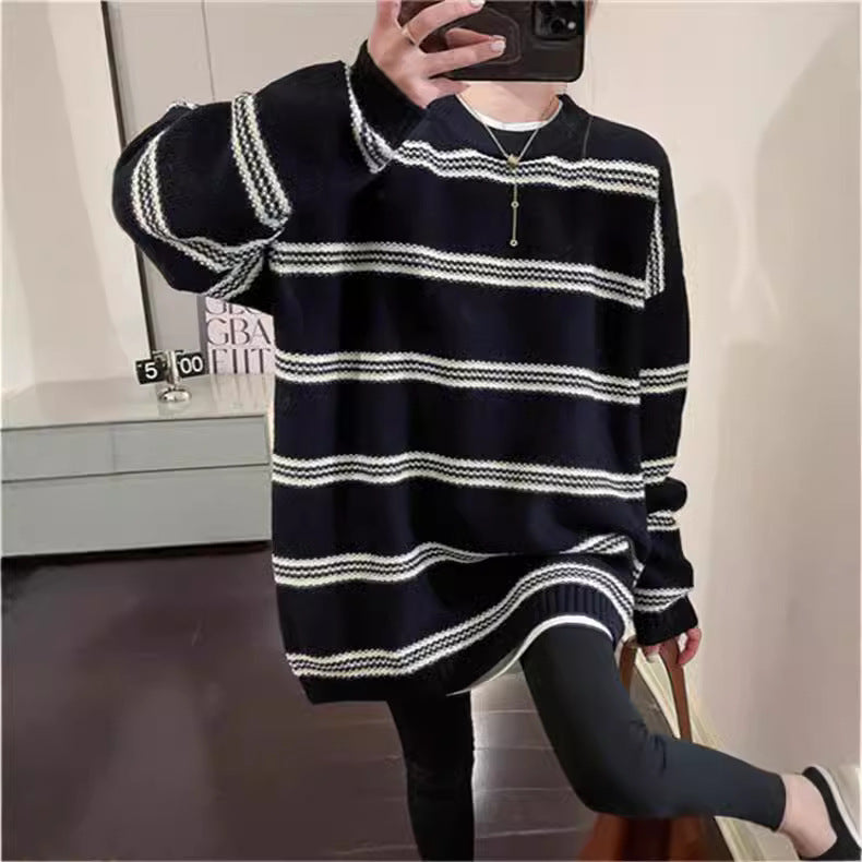Dames Grand pull en tricot avec rayures maritimes Chic und Stil