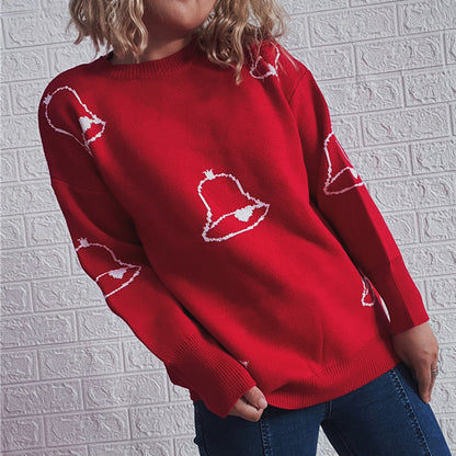 Pull femme festif avec motif de cloche joyeux et coupe décontractée Chic und Stil