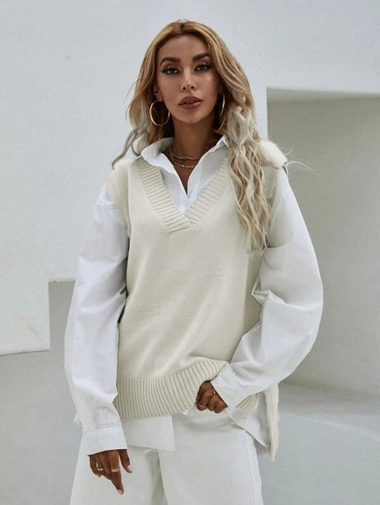 Pull en tricot pour femmes avec décolleté en V et coupe décontractée Chic und Stil