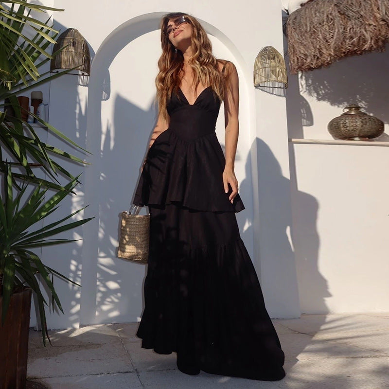 Femmes Élégant Maxi Robe Superposée Chic und Stil