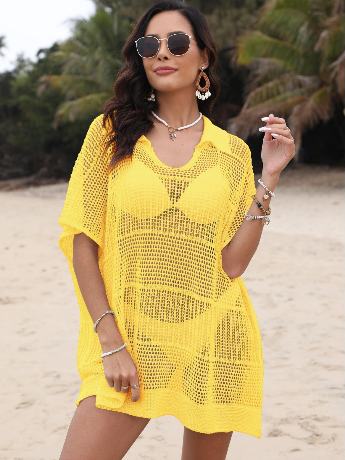 Ladies Lightweight Crochet Swimsuit Cover Top Tunic Chic and Style