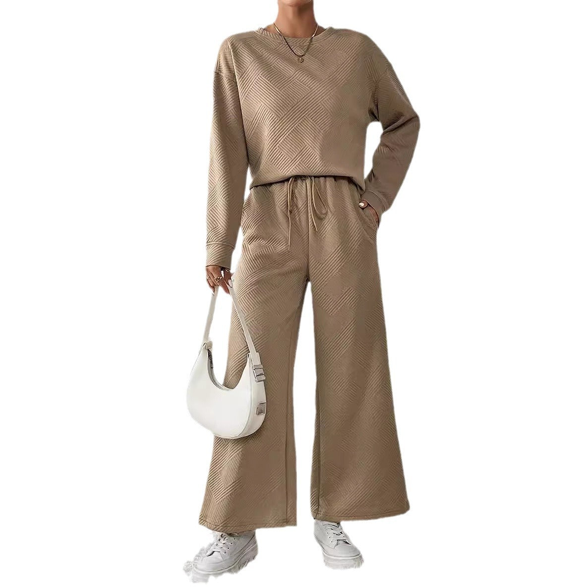 Women’s leisure set with structured top and wide leg pants Chic and Style